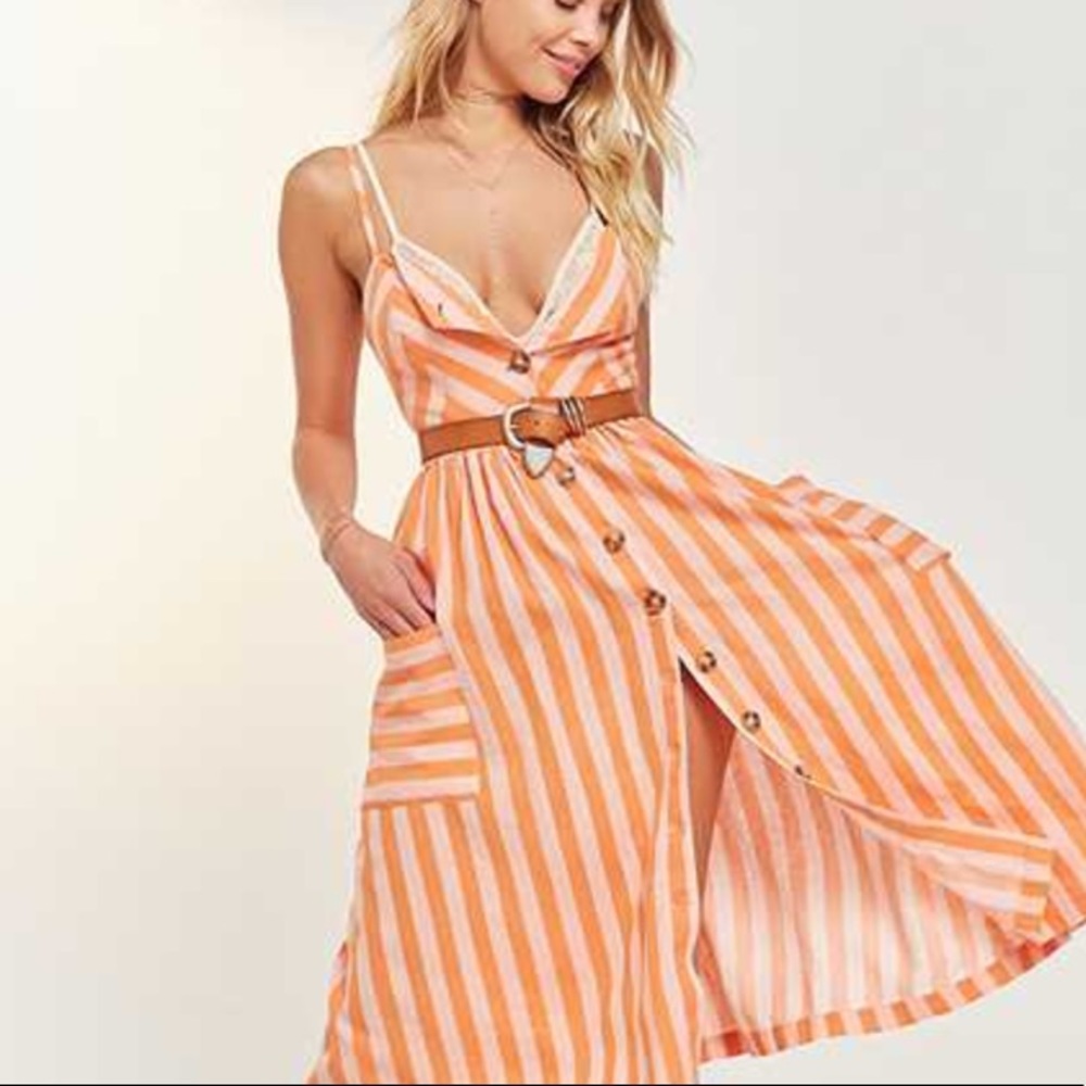 Urban Outfitters Emilia Linen Midi Dress